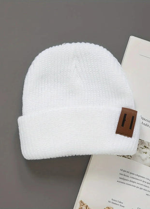 3 Pcs Boys Knit Leather Patch Beanie Hat Stone's Store