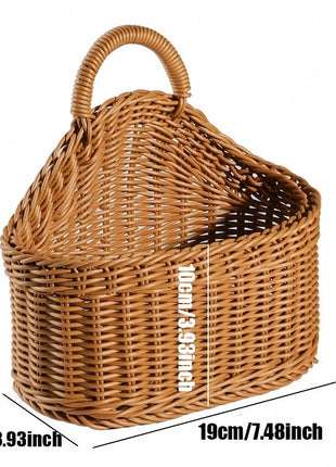 EMESA HOME Wall-Mounted Fruit & Vegetable Basket – Simulated Rattan Plastic Hanging Storage for Kitchen or Home Décor Shop1103209362 Store