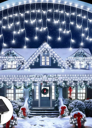 NEW 162/96LED Solar Icicle Outdoor Christmas Lights 8 Modes Waterproof Fairy Lights for Home Party Halloween Holiday Decoration OSIDEN Lighting Store