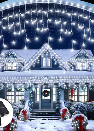 NEW 162/96LED Solar Icicle Outdoor Christmas Lights 8 Modes Waterproof Fairy Lights for Home Party Halloween Holiday Decoration OSIDEN Lighting Store