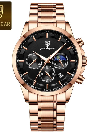 POEDAGAR Men Quartz Watch Luxury Sports Waterproof Chronograph Luminous Date Man Wristwatch Business Leather Men's Watches Clock Stone's Store