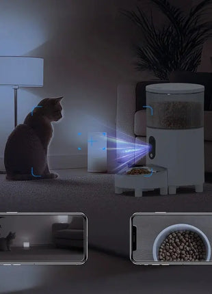 Automatic Cat Feeder with Video Function 4L, dual cameras Intelligent Timed and Quantitative Pet Dog Feeding Machine Dropshipman