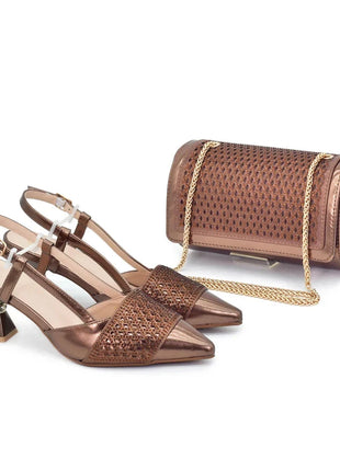 New Design Nigerian Wedding Matching Shoe and Bag Decorated with Rhinestone Wedding Shoes and Bags Set for Women Italian 2025 Italian trend store