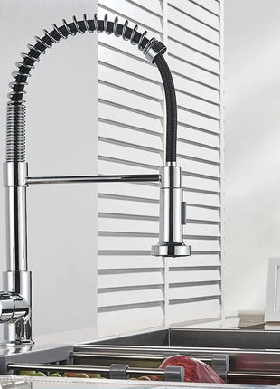 🚰 Pull-Down Kitchen Faucet – Matte Black Brass Spring Faucet with Dual Mode Nozzle | Hot &amp; Cold Mixer Tap for Single-Hole Sink Installation YYYMEST Factory Store