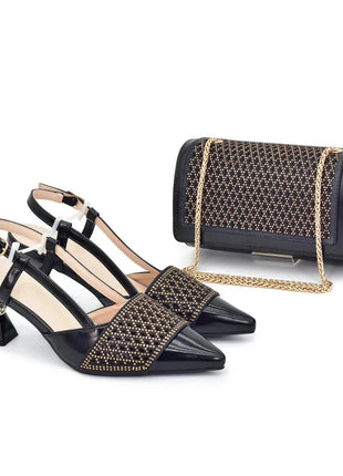 New Design Nigerian Wedding Matching Shoe and Bag Decorated with Rhinestone Wedding Shoes and Bags Set for Women Italian 2025 Italian trend store