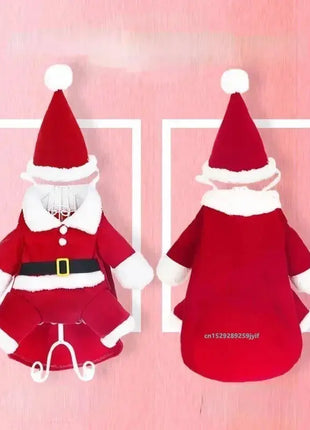Christmas Santa Claus Pet Costume for Small Dogs & Cats Cozy Apparel Pet Outfit Coat Suit with Cap Winter Warm Clothing Cosplay Dropshipman
