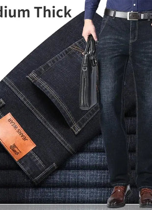 Wthinlee New Business Men's Jeans Casual Straight Stretch Fashion Classic Blue Black Work Denim Trousers Male Brand Clothing Men Clothes Store