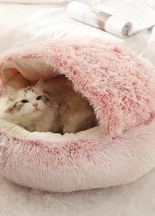 Soft Plush Pet Bed with Cover Round Cat Bed Pet Mattress Warm   Cat Dog  Sleeping Nest Cave for Small Dogs kitten Dropshipman