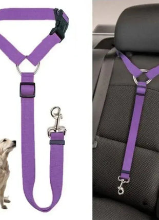 Solid Color Two-in-one Pet Car Seat Belt Nylon Lead Leash Backseat Safety Belt Adjustable Dogs Harness Collar Pet Accessories Dropshipman