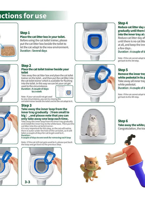Best Plastic Cat Toilet Training Kit Reusable Puppy Cat Litter Mat Cat Toilet Trainer Toilet Pets Cleaning Cats Training Product BRAVO STORE Store