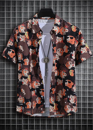 Stripe Men's Shirt Flower 3d Print Shirt Casual Short-sleeved Tops Beach Party Shirts Man Hawaiian Shirt Male Clothes Loose Super Shirt Store