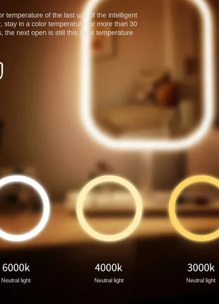 Niche Modern Desktop Vanity Mirror — 3-Color LED Touch Makeup Mirror for Bedroom Dressing Table Stone's Store