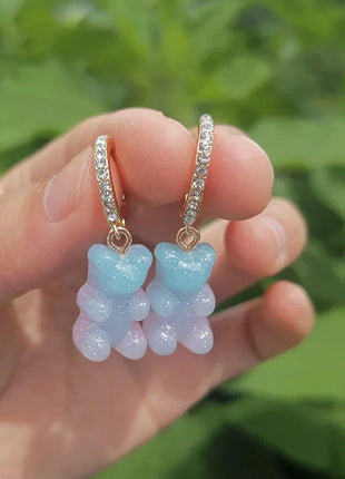 Cartoon Bear Pendant Zircon Earrings Niche Design All-Match Earrings Graceful and Fashionable Wholesale and Retail Shop1100214136 Store