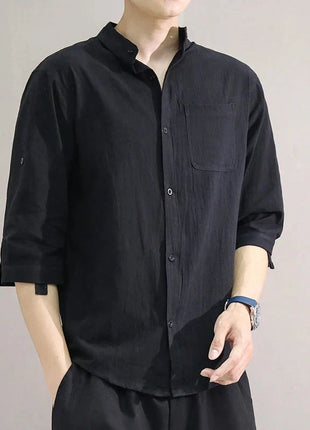 Men's Stand Collar Shirt – Mid-Length Sleeves Lincici Store