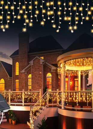 NEW 162/96LED Solar Icicle Outdoor Christmas Lights 8 Modes Waterproof Fairy Lights for Home Party Halloween Holiday Decoration OSIDEN Lighting Store