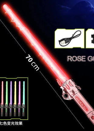 Children Colorful Glowing Sword Toys Telescopic Music Laser Sword 2-in-1 Rotating Decompression Toy Light Sword Kids Adult Toys Shop MEIZIYU Store