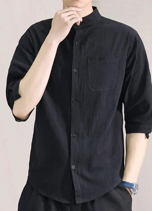 Men's Stand Collar Shirt – Mid-Length Sleeves Lincici Store