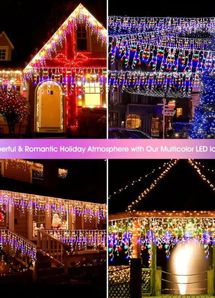 NEW 162/96LED Solar Icicle Outdoor Christmas Lights 8 Modes Waterproof Fairy Lights for Home Party Halloween Holiday Decoration OSIDEN Lighting Store