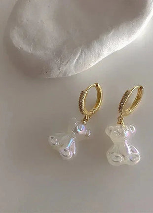 Cartoon Bear Pendant Zircon Earrings Niche Design All-Match Earrings Graceful and Fashionable Wholesale and Retail Shop1100214136 Store