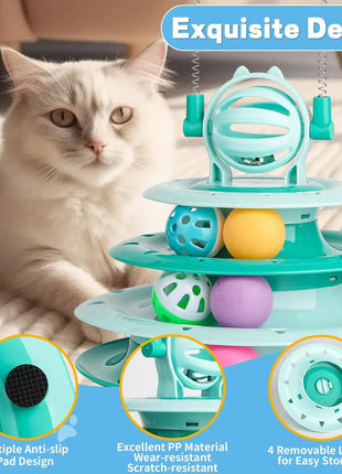 1pcs Indoor Cat Toys, Kitten Interactive Boredom Toys, Puzzle Toys With Ball Turntable Toys, Pet Sound Toys Dropshipman