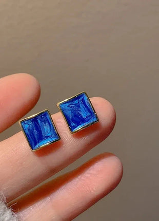 Vintage Resin Blue Earrings Rainbow Girl Jewelry Store