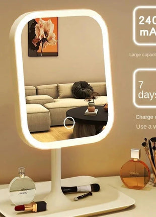 Niche Modern Desktop Vanity Mirror — 3-Color LED Touch Makeup Mirror for Bedroom Dressing Table Stone's Store