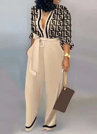 Elegant  Jumpsuit Women Fashion Deep V-neck One Piece Overalls Casual Jumpsuits Streetwear Ms Chuh 02 Store