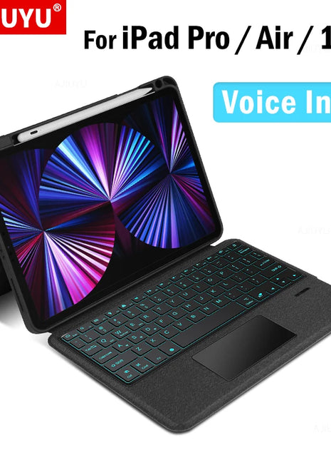 AJIUYU Keyboard For iPad Pro 11 Inch 12.9 2022-2018 Air 5th 4th 10.2 10th 10.9 Case Magic Smart Keyboard Cove TouchPad Backlight