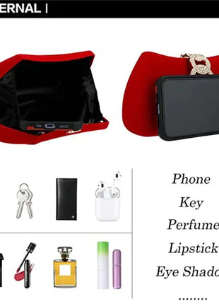 Red Moon Clutch Bags Design Women Clutches Diamonds Golden Velvet Evening Bags Party Wedding Handbags Purse Shoulder Bags YUECIMIE Official Store