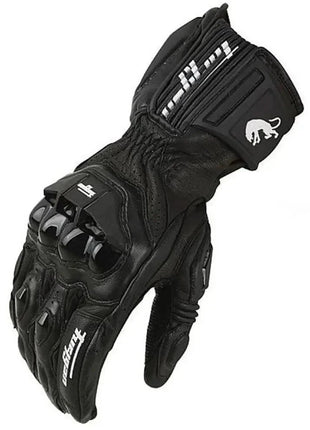 Leather Motorcycle Gloves Black White Red Racing Genuine Leather Motorbike Road Racing Team Glove Summer Winter Rider Gloves AHT Automobiles And Motorcycles Store