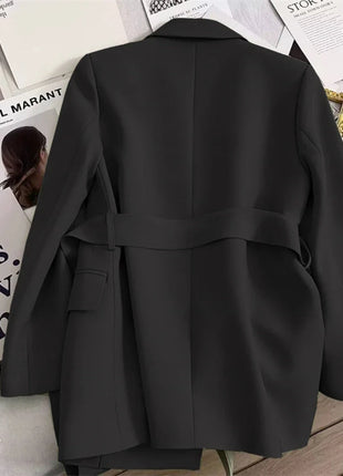 Women's Blazers Spring Autumn Suit Coat Beige Tie Up Jacket Slim Fit Stylish Top Outerwear Office Lady Blazer for Women Clothing QDMUCHENLUOKE Store