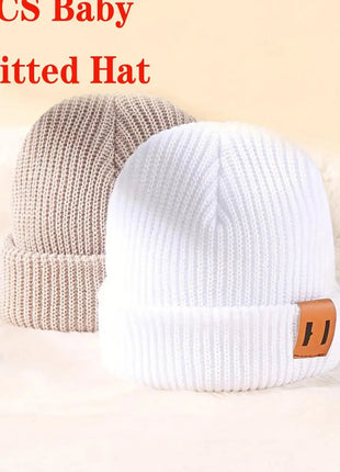 3 Pcs Boys Knit Leather Patch Beanie Hat Stone's Store