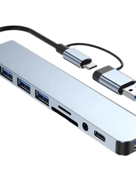 8 in 2 USB +Type C HUB Docking Station with 3.5mm Audio Jack Adapter Micro SD Card Reader Laptop Tablet Phone Disk Converter Wisdom Interest Store