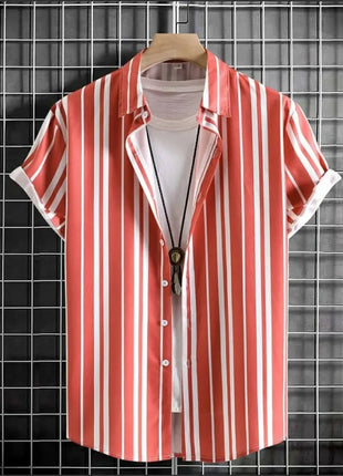 Stripe Men's Shirt Flower 3d Print Shirt Casual Short-sleeved Tops Beach Party Shirts Man Hawaiian Shirt Male Clothes Loose Super Shirt Store