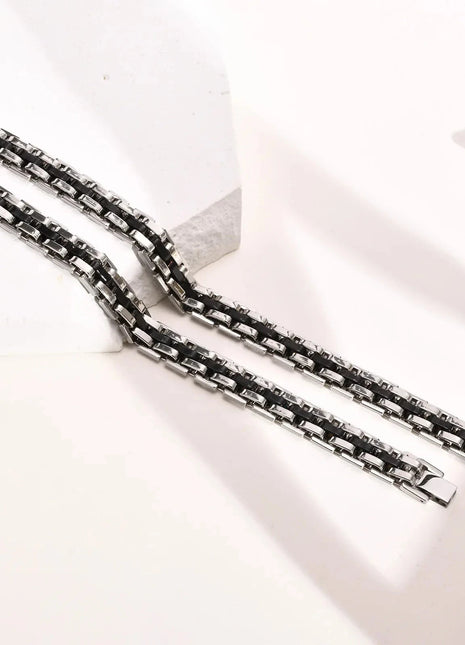 Gents Bracelet for Men Two Tone Stainless Steel Bracelets mprainbow Official Store