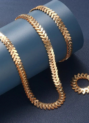 Adjustable 18K Gold-Plated Modern Bar Bracelet and Ring Jewelry Set NEULRY neulry Store