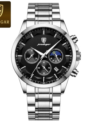 POEDAGAR Men Quartz Watch Luxury Sports Waterproof Chronograph Luminous Date Man Wristwatch Business Leather Men's Watches Clock Stone's Store