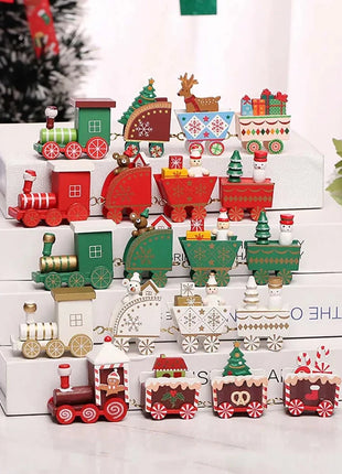 Christmas Wood Train Decoration,Christmas Ornaments With Moving Train,Home Noel,Happy New Year 2025 Gifts Party Wonders Store