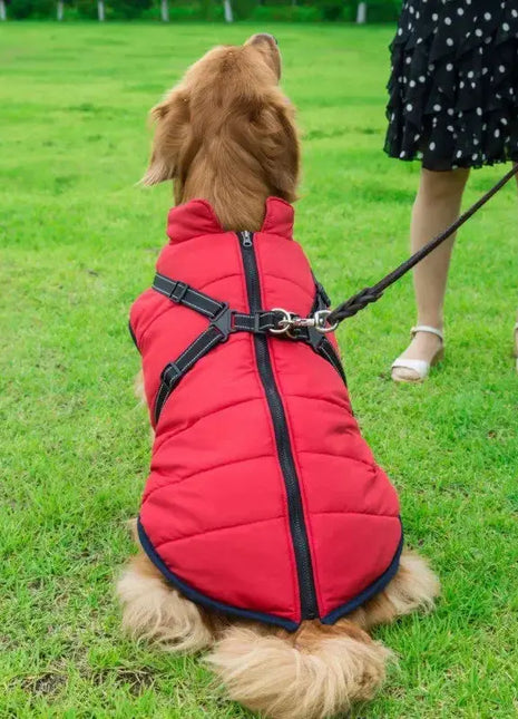 Warm Pet Clothes Waterproof Dog Winter Coat Jacket With Harness Dog Clothes Cozy Snow Jacket Vest For Small Medium Large Dogs Dropshipman