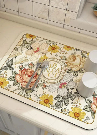 Super Absorbent Large Kitchen Absorbent Mat Antiskid Draining Coffee Dish Drying Mat Quick Dry Bathroom Drain Pad Tableware Mat E-Goods Store