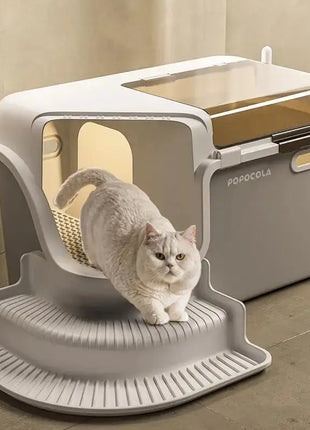 Large Cat Litter Boxes Corridor Style Design Enclosed Litter Tray Odor Splash-Proof Kitten Toilet Convenient Lid Pet Clean Dropshipman