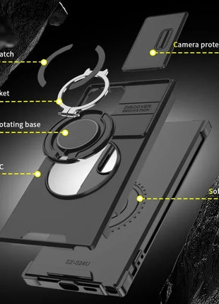 Case For Samsung Galaxy S25 S24 S23 S22 S21 Ultra Plus S24FE S23FE Slide Camera Protect Magnetic holder Armor Shockproof Cover XinYUyue Cases Store