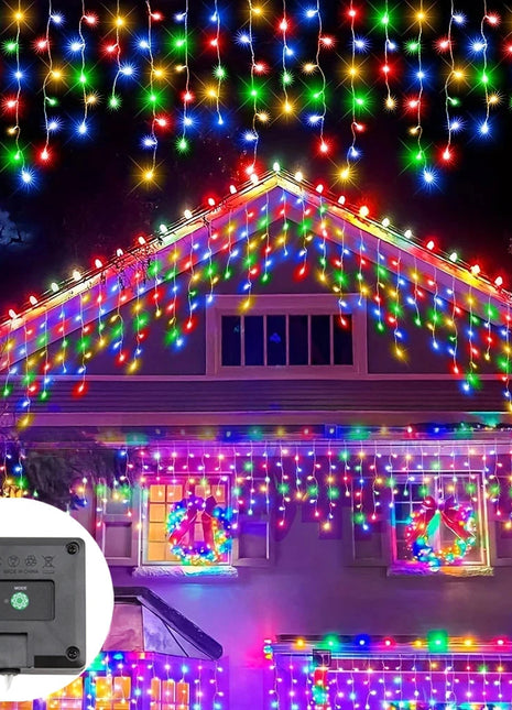 NEW 162/96LED Solar Icicle Outdoor Christmas Lights 8 Modes Waterproof Fairy Lights for Home Party Halloween Holiday Decoration OSIDEN Lighting Store