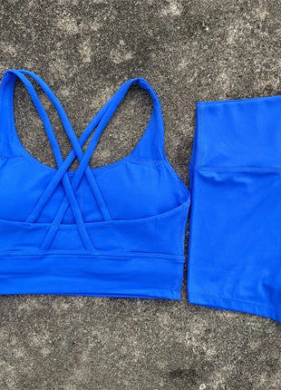 2 Piece Cross Back Bra Top High Waist Shor Shop1104290027 Store