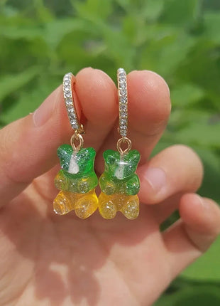 Cartoon Bear Pendant Zircon Earrings Niche Design All-Match Earrings Graceful and Fashionable Wholesale and Retail Shop1100214136 Store