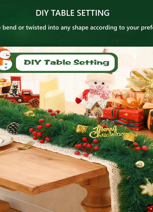 Sggvecsy 49.2Ft Christmas Green and White Tinsel Garland Xmas Tree Decorations Christmas Metallic Twist Garland Ceiling Hanging