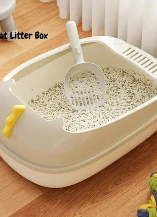 Large Capacity Cat Litter Box Cat Toilet Kitty Sandbox Cats Cleaning Basin Bathroom Semi Closed Splashproof Cats Tray Pet Supply Dropshipman