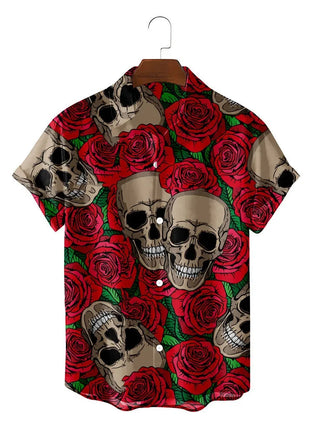 T.S.L. Summer Casual 3D Skull Men's Hawaiian Shirt Foxbrzks Store