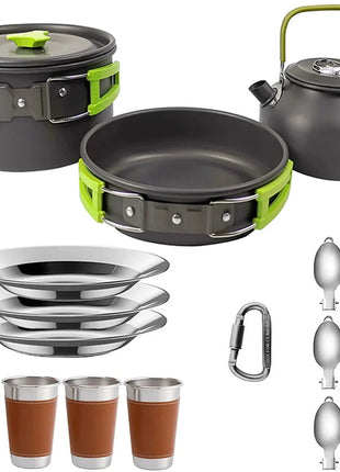 Camping Cooking Set - Outdoor Cookware & Picnic Tableware | Non-Stick Pots & Teapot Stone's Store