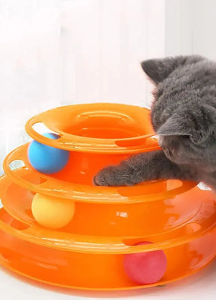 Pet cat toy Three-layer ball cat Turntable Cat interactive educational track toy cat space tower play plate Dropshipman